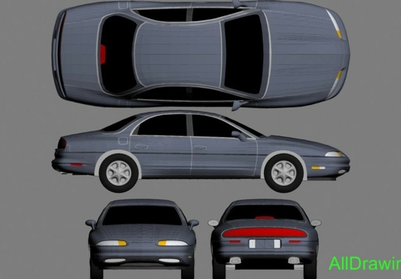 Oldsmobiles Aurora (1996) (Oldsmobile the Aurora (1996)) are drawings of the car